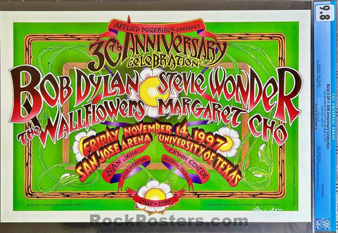 BGSE-5 - Bob Dylan - Stevie Wonder - Randy Tuten Signed - 1997 Poster - San Jose Arena - CGC Graded 9.8