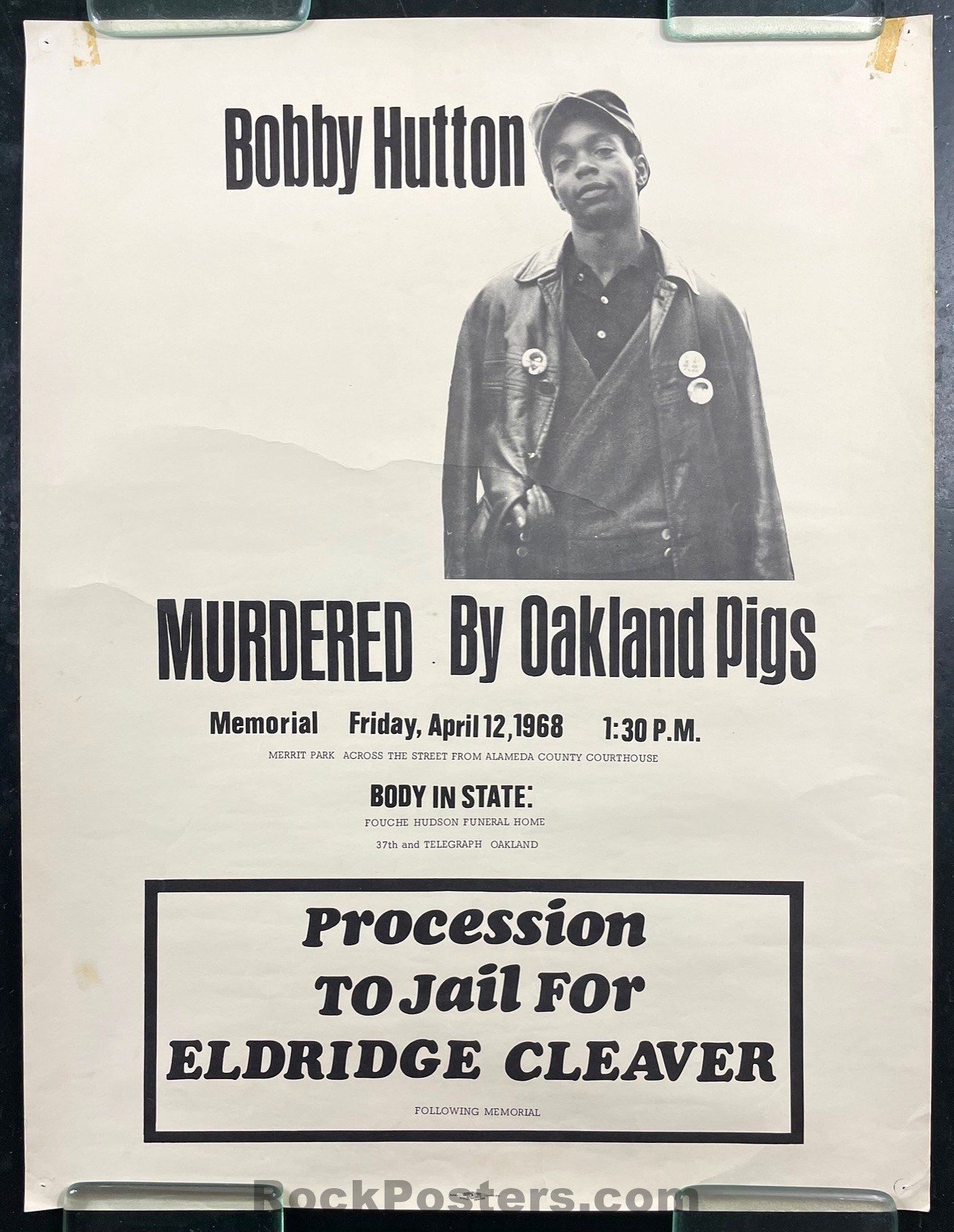 AUCTION - Black Panther Party - Bobby Hutton - 1968 Memorial Poster - Very Good