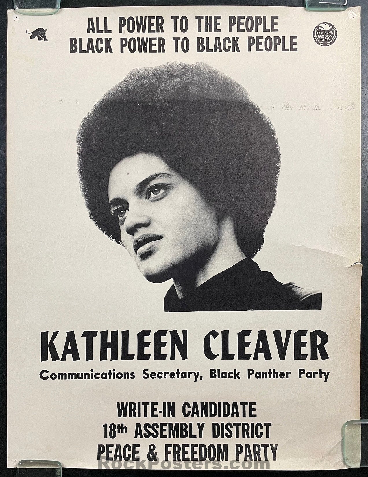 AUCTION - Black Panther Party - Kathleen Cleaver - 1968 Political Poster - Very Good