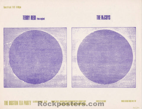 AUCTION - Terry Reid Rick Derringer - 1969 Handbill - Boston Tea Party - Excellent
