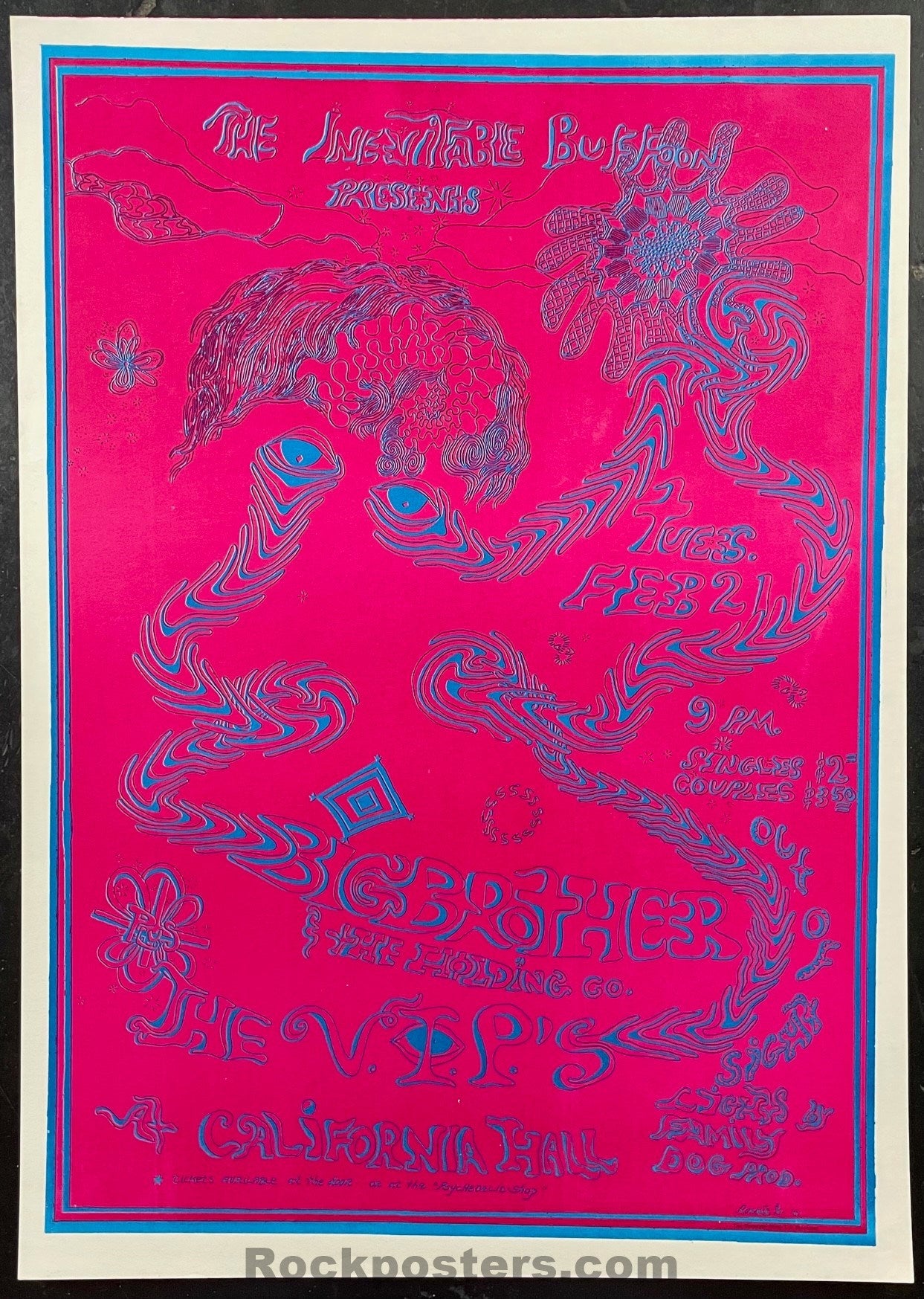 AUCTION - Big Brother Janis Joplin - 1967 Poster - California Hall - N ...