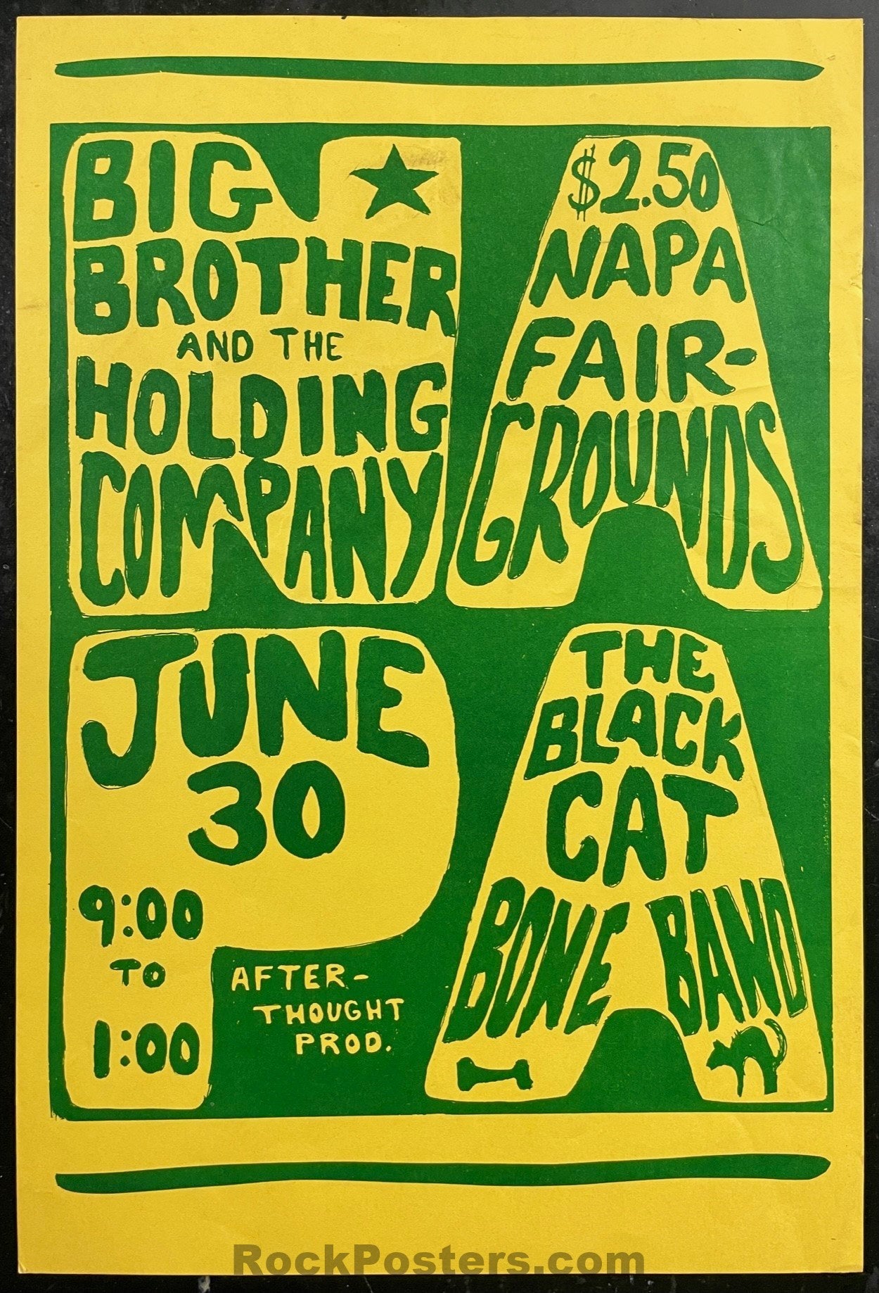 AUCTION -  Big Brother - Janis Joplin - 1967 Poster - Napa CA - Excellent