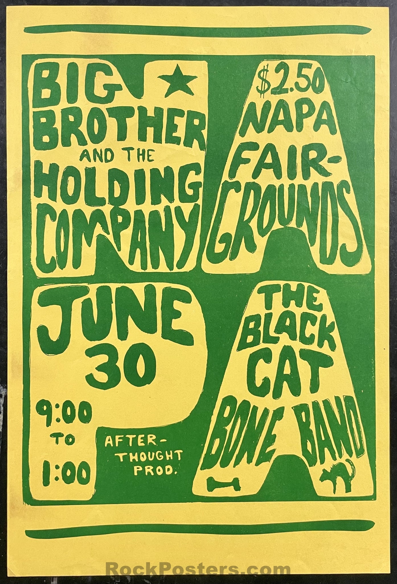 AUCTION -  Big Brother Janis Joplin - 1967 Poster - Napa CA - Excellent