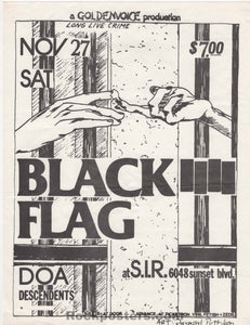 AUCTION - Punk - Black Flag - Raymond Pettibon - 1982 Flyer - Los Angeles -  Excellent