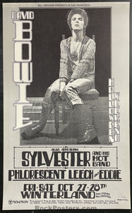 AUCTION - David Bowie - Flo & Eddie - Randy Tuten Signed - Winterland - 1972 Poster  - Near Mint Minus
