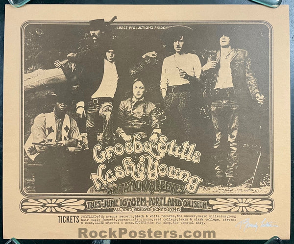 AUCTION -  Crosby Stills Nash & Young - Portland 1970 - Randy Tuten - Signed Poster - Near Mint Minus