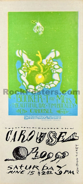AUCTION - Tim Buckley - Booker T & The MG's - Stanley Mouse - 1968 Ticket - Carousel Ballroom - Near Mint