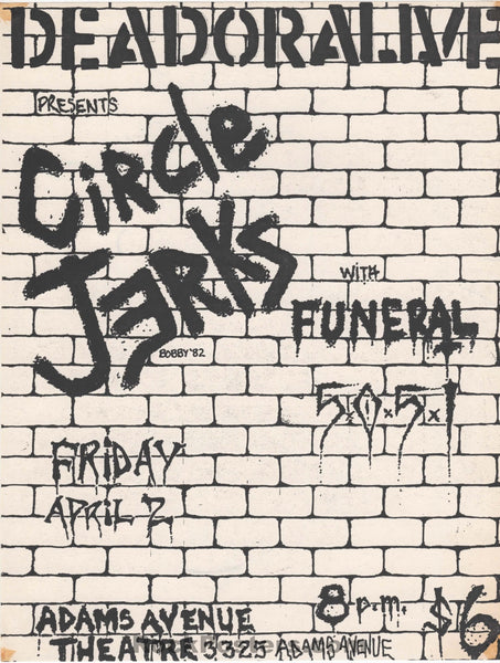 AUCTION -  Circle Jerks - Bad Religion/The Dickies - 1980s Punk Flyers (2) - CSUN & San Diego - Excellent