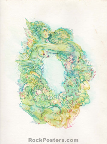 AUCTION - Psychedelic - Lee Conklin - Original  Ink & Watercolor -  "Kissing" - 2005 Artwork - Near Mint