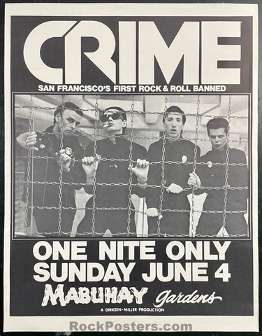 AUCTION - Crime - Mabuhay Gardens - San Francisco - 1977 Concert Poster - Excellent