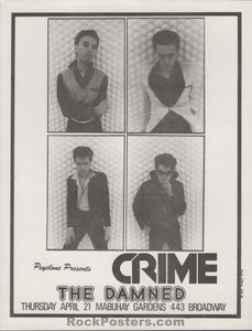 AUCTION - CRIME - The Damned - James Stark - 1977 Punk Flyer - Mabuhay Gardens - Near Mint Minus