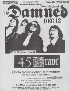 AUCTION - The Damned - 45 Grave - 1985 Punk Flyer - Santa Monica Civic - Near Mint