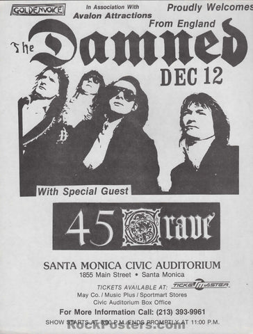 AUCTION - The Damned - 45 Grave - 1985 Punk Flyer - Santa Monica Civic - Near Mint