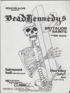 AUCTION - Dead Kennedys - 1982 Punk Flyer - San Diego -  Excellent