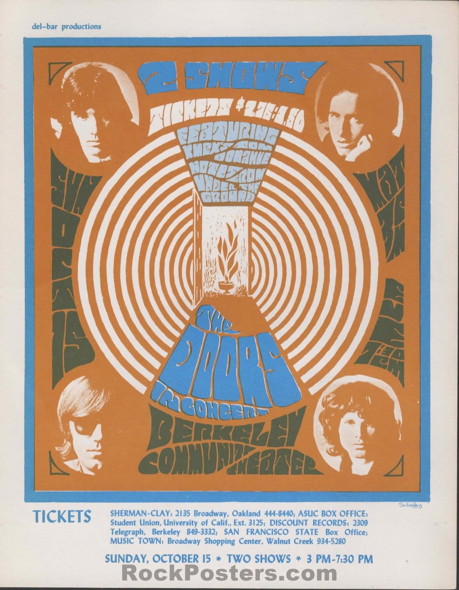 AUCTION - The Doors - Solinsky - Berkeley Community - 1967 Handbill - Near Mint Minus