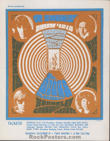 AUCTION - The Doors - Solinsky - Berkeley Community - 1967 Handbill - Near Mint Minus