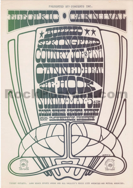 AUCTION - Buffalo Springfield - Bob Masse - 1968 Handbill - Long Beach - Excellent