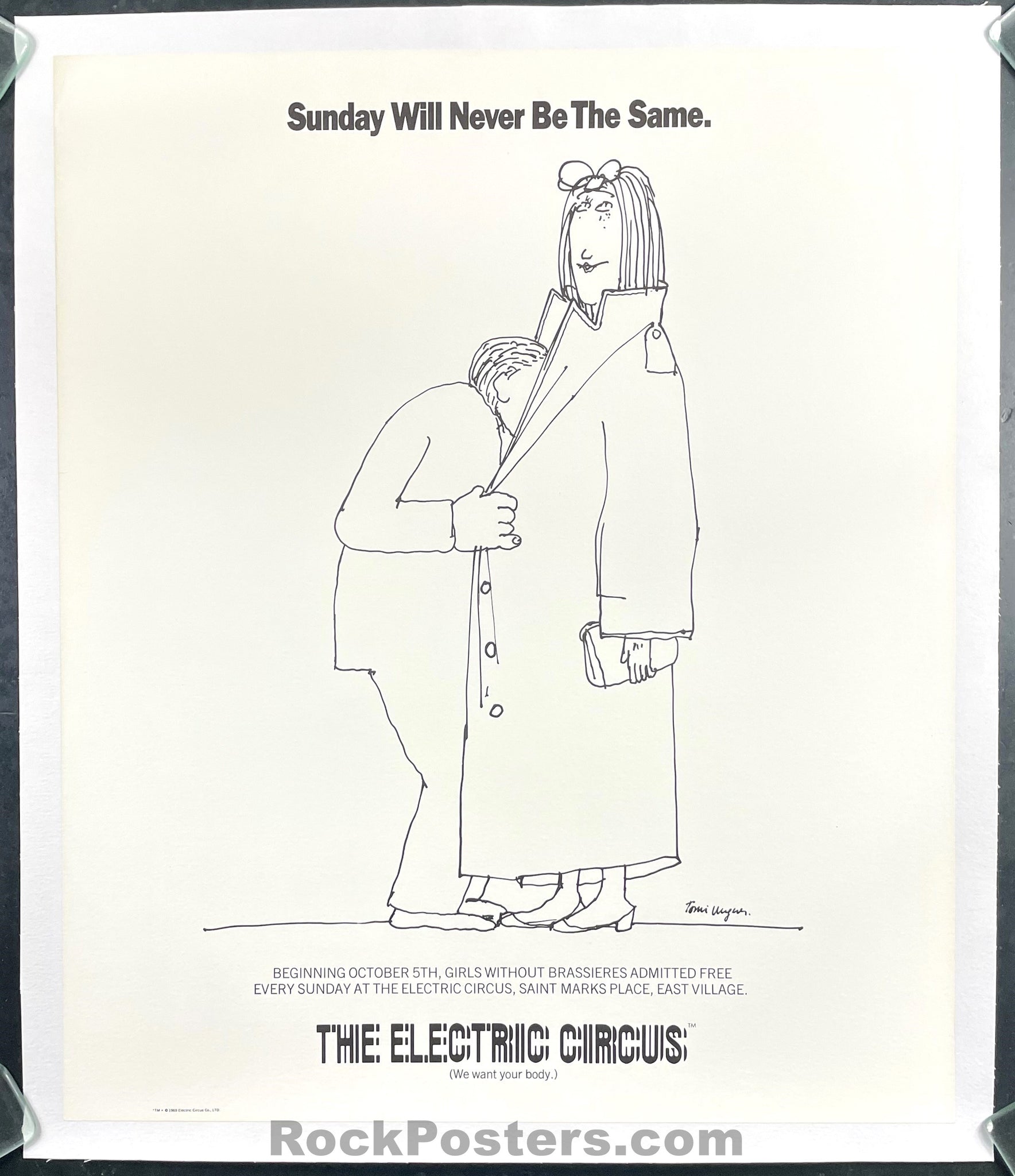 AUCTION - Electric Circus - Tomi Ungerer - Sunday Will Never Be The Same - 1969 Poster - New York City - Near Mint