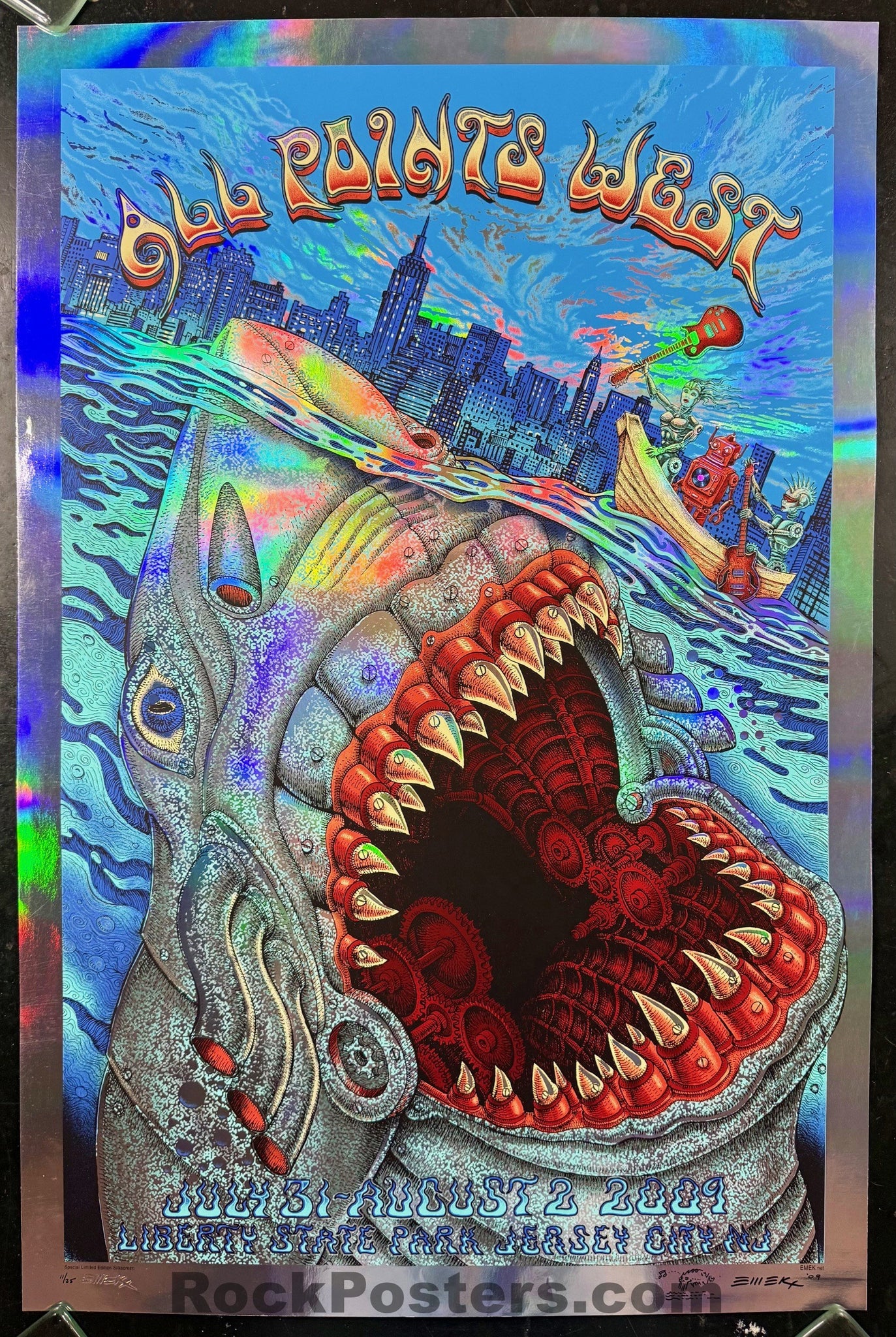 AUCTION - All Points West - Robo Shark - Jersey City '09 - Foil Edition of 25 - Emek - Near Mint Minus