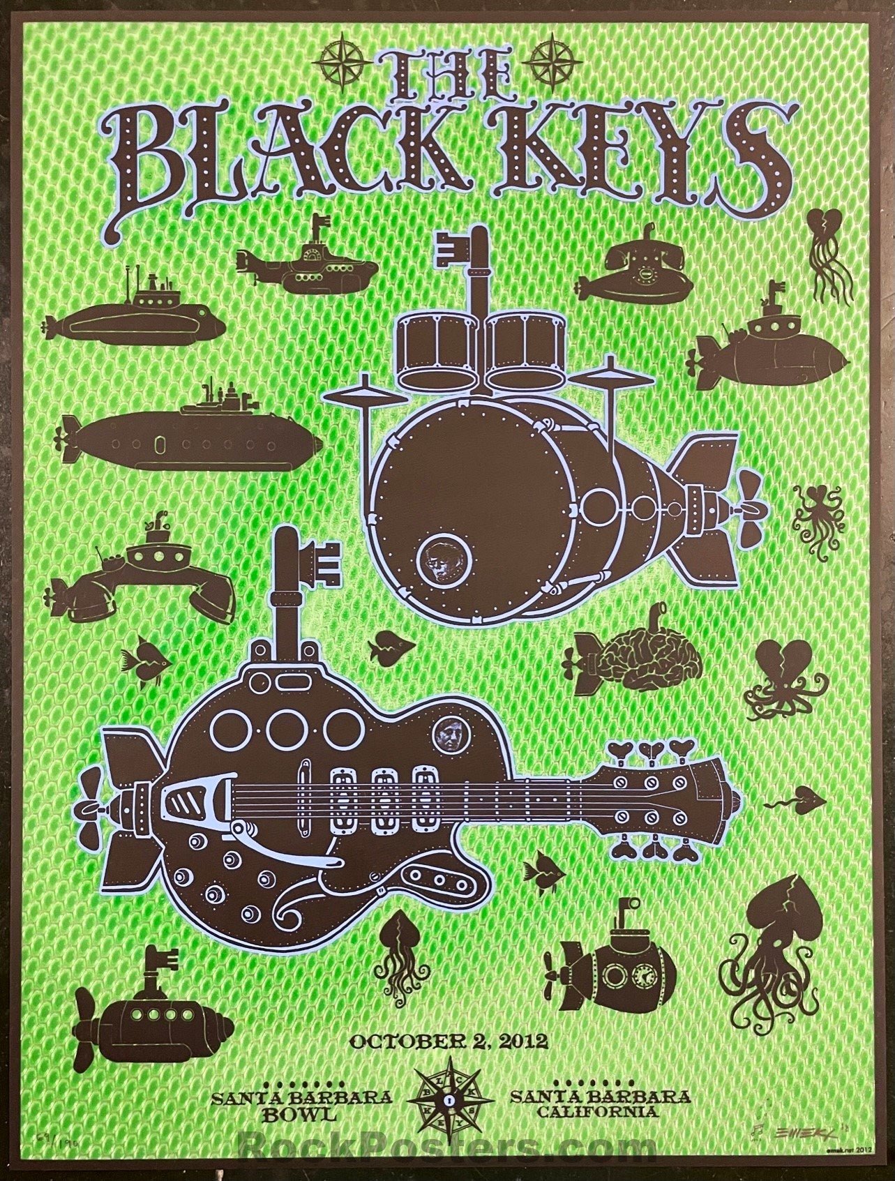 AUCTION - Black Keys - Santa Barbara '12 - Emek - Lenticular Poster - 1st Edition - Mint