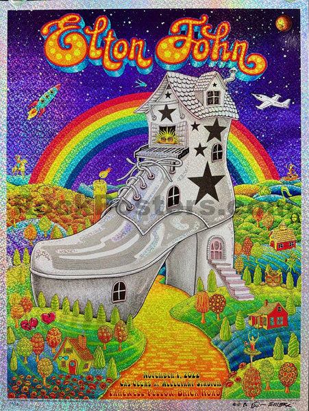 AUCTION - Elton John - Las Vegas '22 - Sparkle Foil - Edition of 10 - Emek - Mint - SF Rock Posters & Collectibles