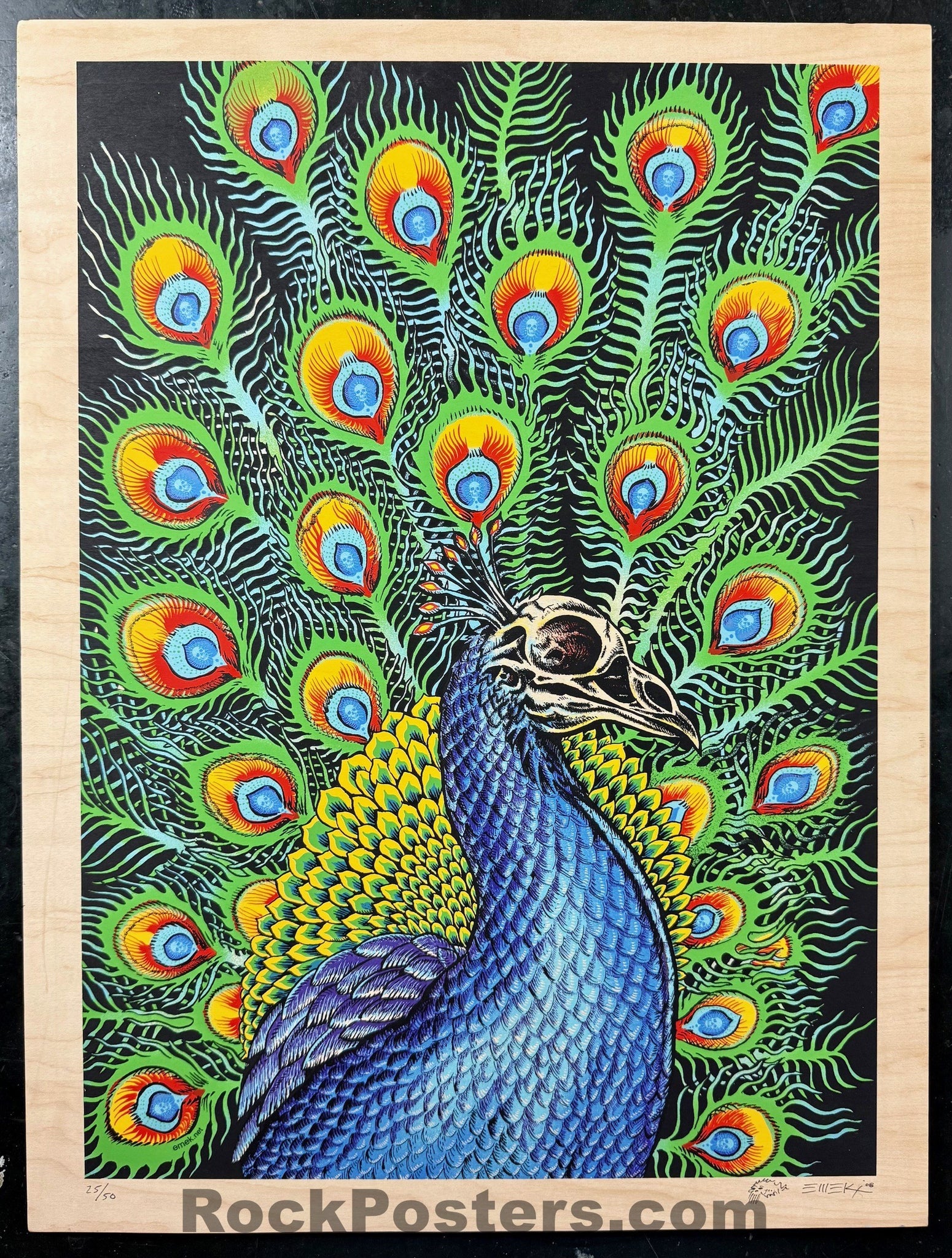 AUCTION - Peacock '09 - Wood Panel - Edition of 50 - Emek - Mint