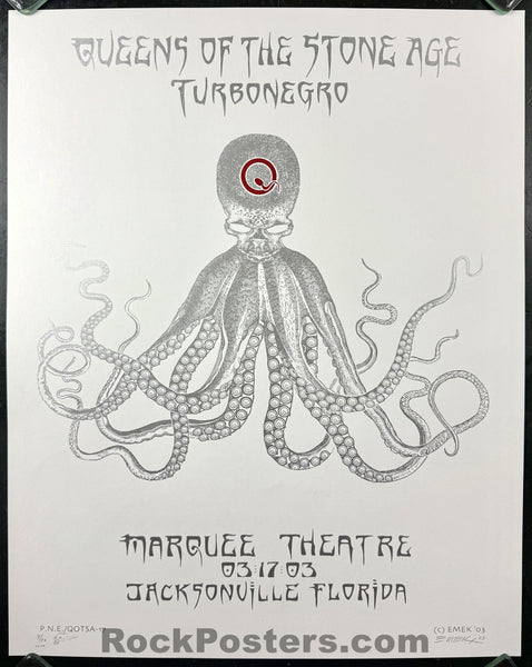 AUCTION - Queens of the Stone Age - Jacksonville '03 - White Variant - Edition of 20 - Emek - Near Mint