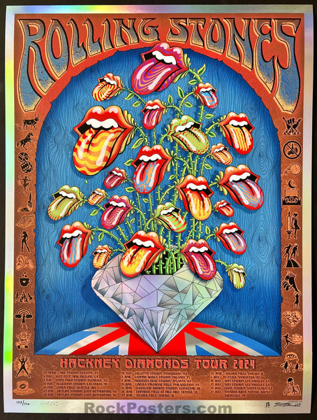 AUCTION - Rolling Stones - Hackney Diamonds Tour '24 - Multi Venue - Rainbow Foil Edition - Emek - Signed & Numbered - Mint