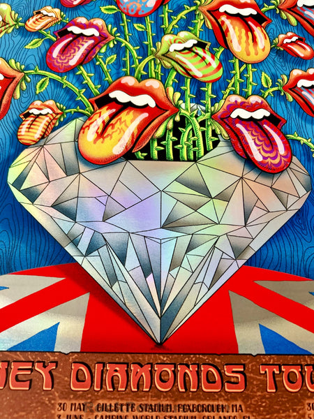 AUCTION - Rolling Stones - Hackney Diamonds Tour '24 - Multi Venue - Rainbow Foil Edition - Emek - Signed & Numbered - Mint