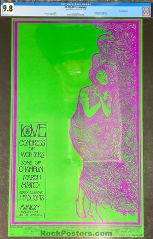 AUCTION - FD-109 - Love - Stanley Mouse - 1968 Poster - Avalon Ballroom - CGC Graded 9.8