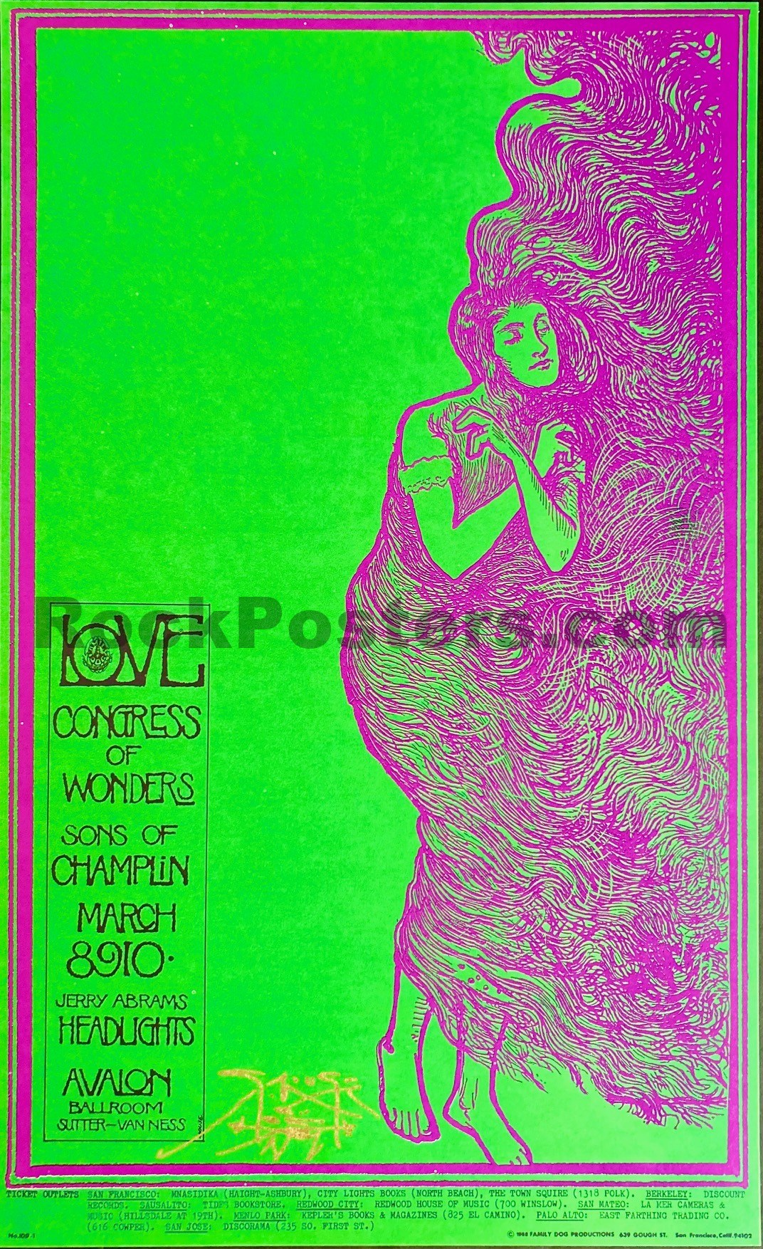 AUCTION - FD-109 - Love Arthur Lee - Mouse Signed - 1968 Poster