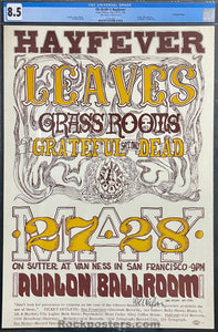 FD-10 - "Hayfever" - Grateful Dead - Wes Wilson Signed - Avalon Ballroom - 1966 Poster - CGC Graded 8.5