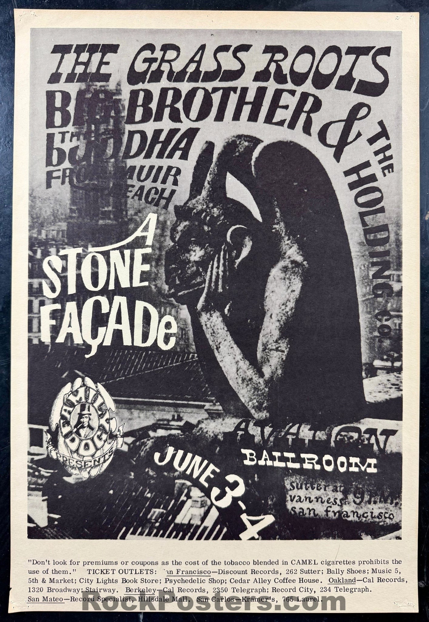 AUCTION - FD-11 - "Stone Facade" - Victor Moscoso - 1966 Poster - Avalon Ballroom - Excellent