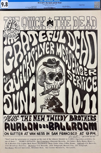 FD-12 - Grateful Dead - Wes Wilson SIGNED - 1966 Poster - Avalon Ballroom - CGC Graded 9.8 - SF Rock Posters & Collectibles