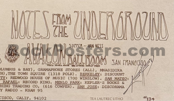 FD-134 - Spirit Sir Doug - Alton Kelley Signed - 1968 Poster - Avalon Ballroom - CGC Graded 9.8