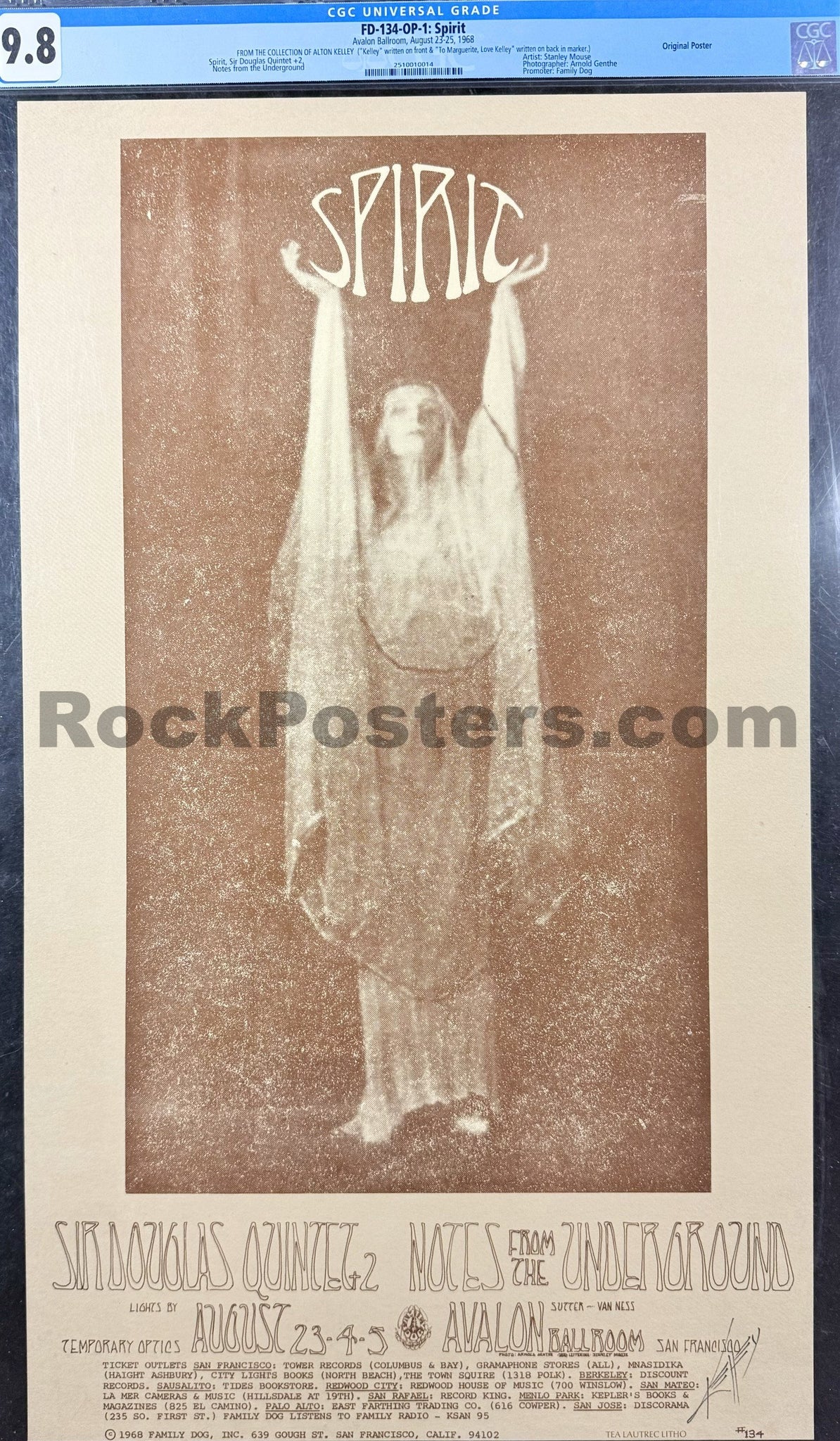 FD-134 - Spirit/Sir Douglas - Alton Kelley Signed - 1968 Poster