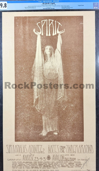 FD-134 - Spirit Sir Doug - Alton Kelley Signed - 1968 Poster - Avalon Ballroom - CGC Graded 9.8