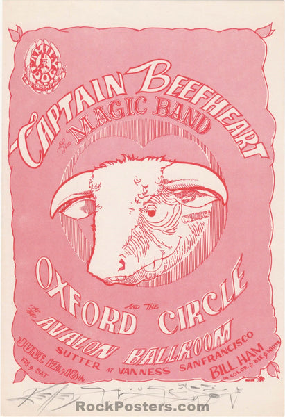 AUCTION - FD-13 - Captain Beefheart - Mouse & Kelley SIGNED - 1966 Handbill - Avalon Ballroom - Near Mint