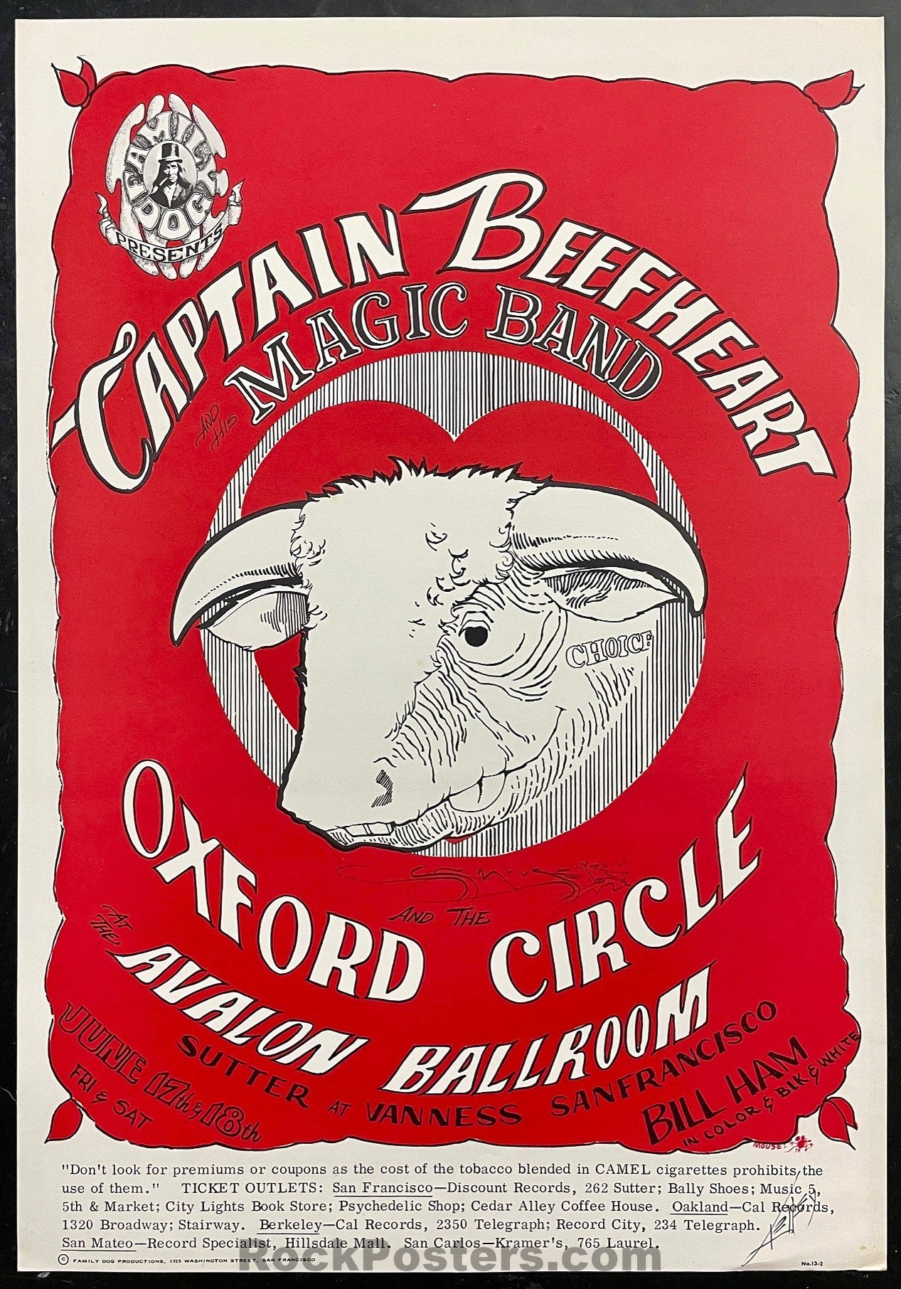 FD-13-RP-2 - Captain Beefheart - Mouse & Kelley Signed - 1966  Poster - Avalon Ballroom - Excellent