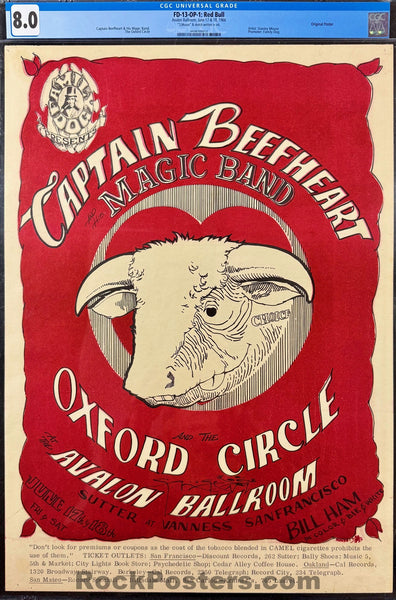FD-13 - Captain Beefheart - Mouse Signed - 1966 Poster - Avalon Ballroom - CGC Graded 8.0