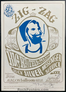 FD-14 - Bootleg - Zig Zag Man - Mouse & Kelley Signed - 1966  Poster - Avalon Ballroom - Excellent