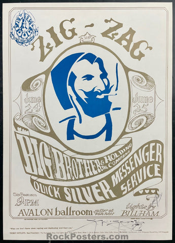 FD-14 - Bootleg - Zig Zag Man - Mouse & Kelley Signed - 1966  Poster - Avalon Ballroom - Excellent