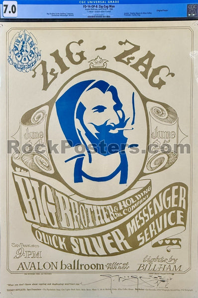 FD-14 - "Zig Zag Man" - Big Brother Janis Joplin -  Mouse Signed - 1966  Poster - Avalon Ballroom - CGC Graded 7.0