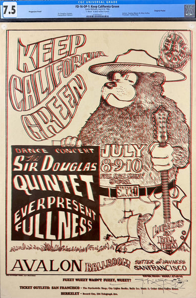 FD-16 - Sir Douglas Quintet - Mouse Signed - 1966 Poster - Avalon Ballroom - CGC Grade 7.5