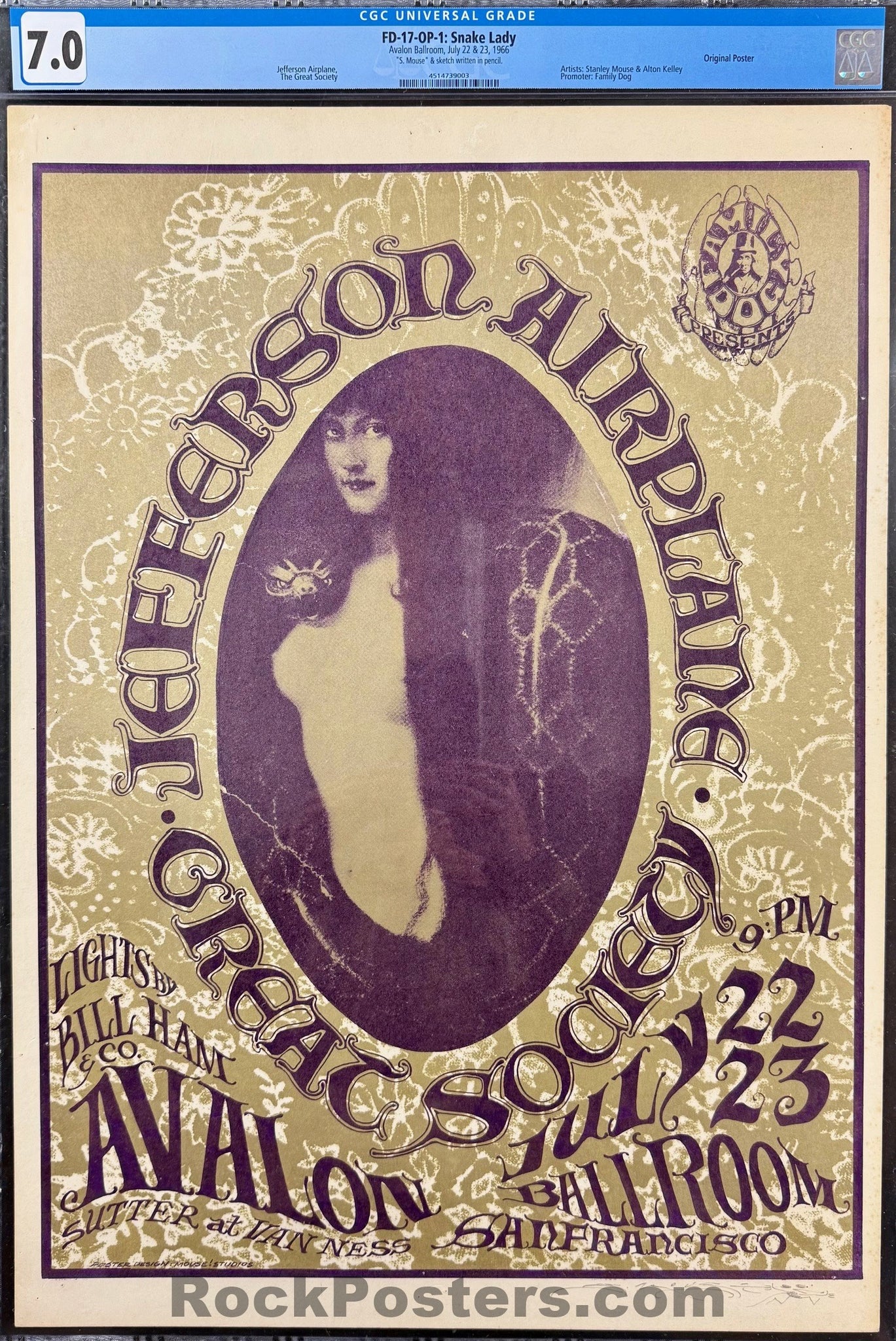 FD-17 - Jefferson Airplane - Mouse Signed - 1966 Poster - Avalon