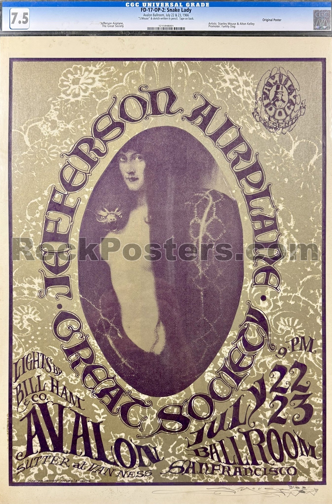 絵画 K.schottler キャサリーナスコットラー ポスターアート E136 FD-17 - Jefferson Airplane - Mouse Signed - 1966 Poster - Avalon