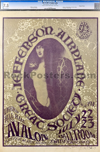 FD-17 - Jefferson Airplane -  Mouse Signed - 1966 Poster - Avalon Ballroom - CGC Graded 7.5