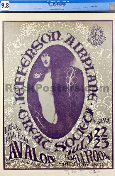 FD-17 - Jefferson Airplane - Mouse Signed - 1966 Poster - Avalon Ballroom - CGC Graded 9.8 - SF Rock Posters & Collectibles
