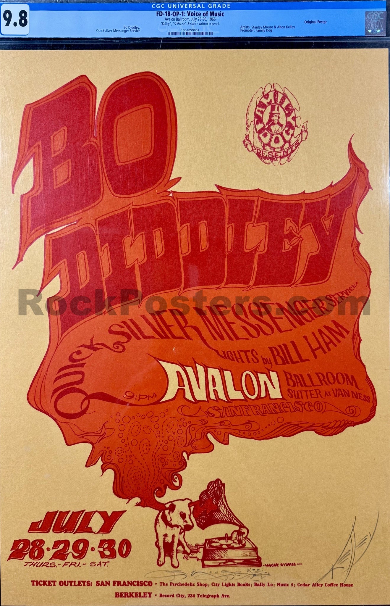 FD-18 - Bo Diddley - Mouse & Kelley SIGNED - 1966 Poster - Avalon Ball