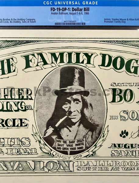 FD-19 - Big Brother Janis Joplin - Mouse & Kelley - 1966 Poster - Avalon Ballroom - CGC Graded 7.0